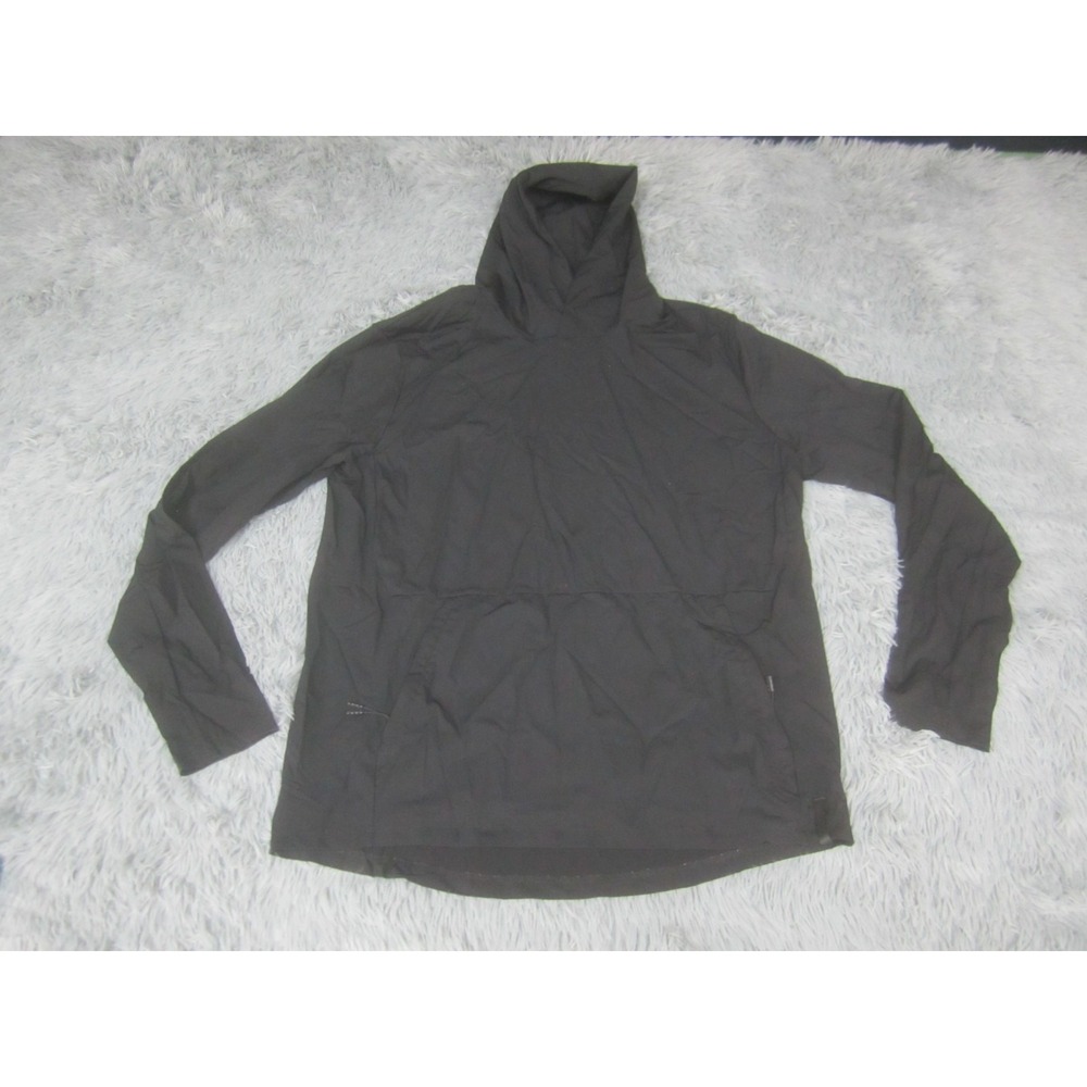 Zyia Active Mens Windbreaker XL Black Hooded Hoodie‎ Long Sleeve Stretch Nylon